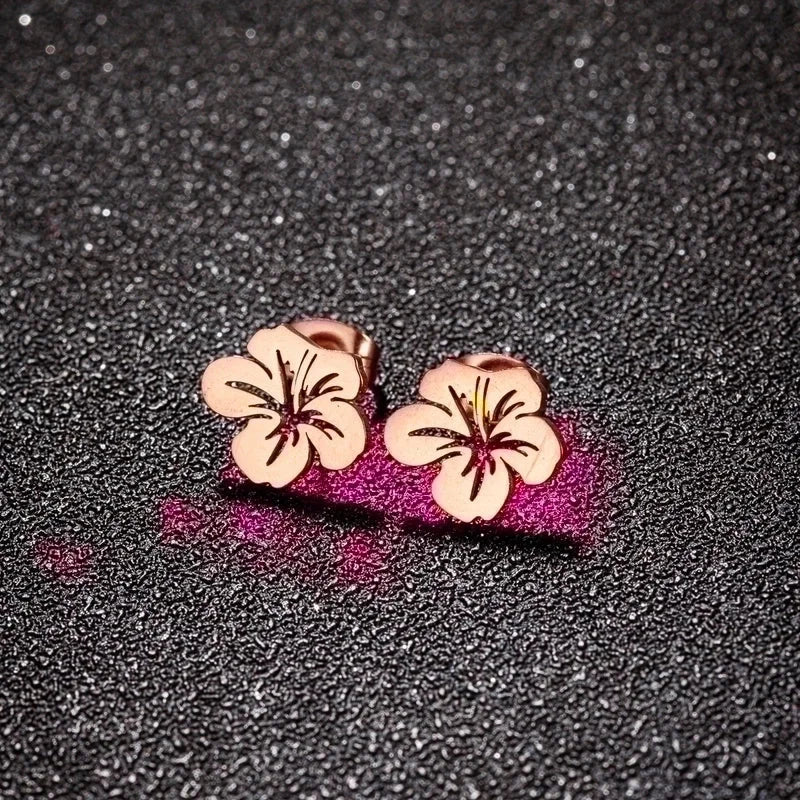 1 Pair Minimalist Flower Plating 304 Stainless Steel 18K Gold Plated Ear Studs