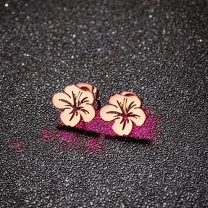 1 Pair Minimalist Flower Plating 304 Stainless Steel 18K Gold Plated Ear Studs