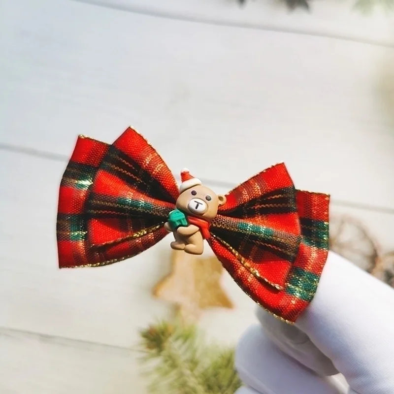 Fashion Plaid Bow Knot Cloth Hair Clip Hair Tie