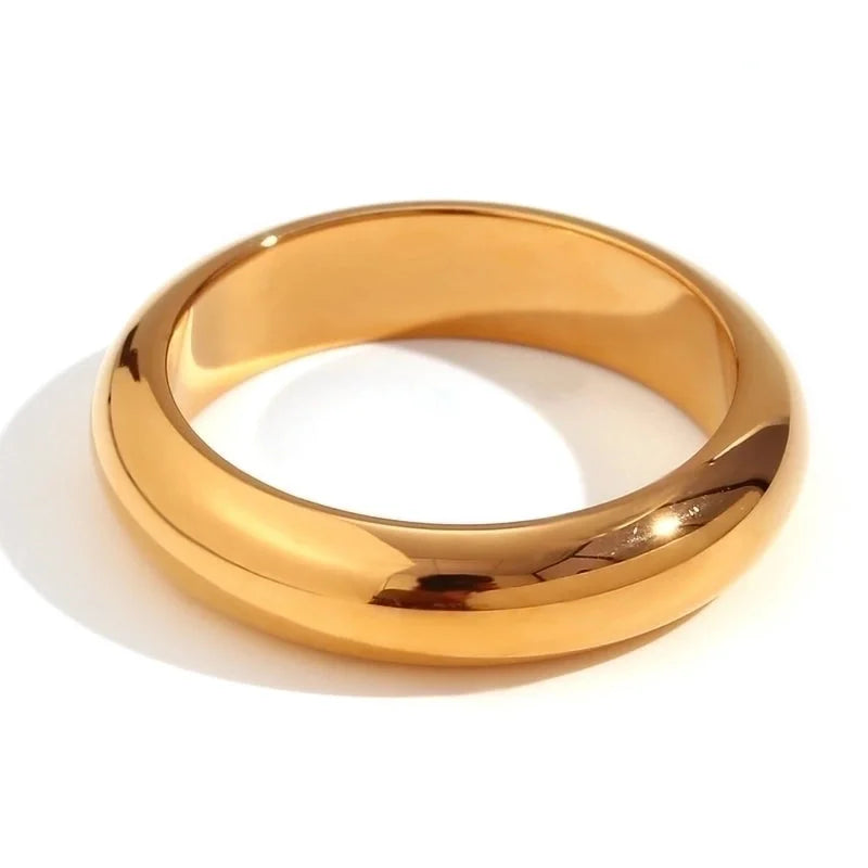 Minimalist Classic Style Round 304 Stainless Steel 18K Gold Plated Plating Rings