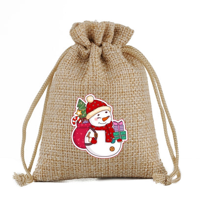Christmas Nordic Style Cute Modern Style Christmas Tree Snowman Snowflake Imitated Hemp Party Festival Candy Bag