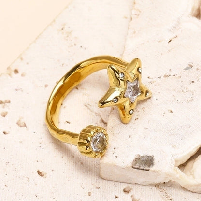 Titanium Steel Minimalist Star Open Rings