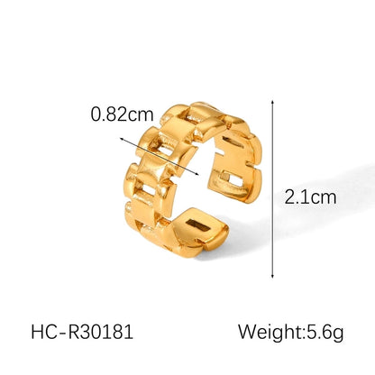 Classic Style Irregular Geometric 304 Stainless Steel Titanium Steel 18K Gold Plated Open Rings