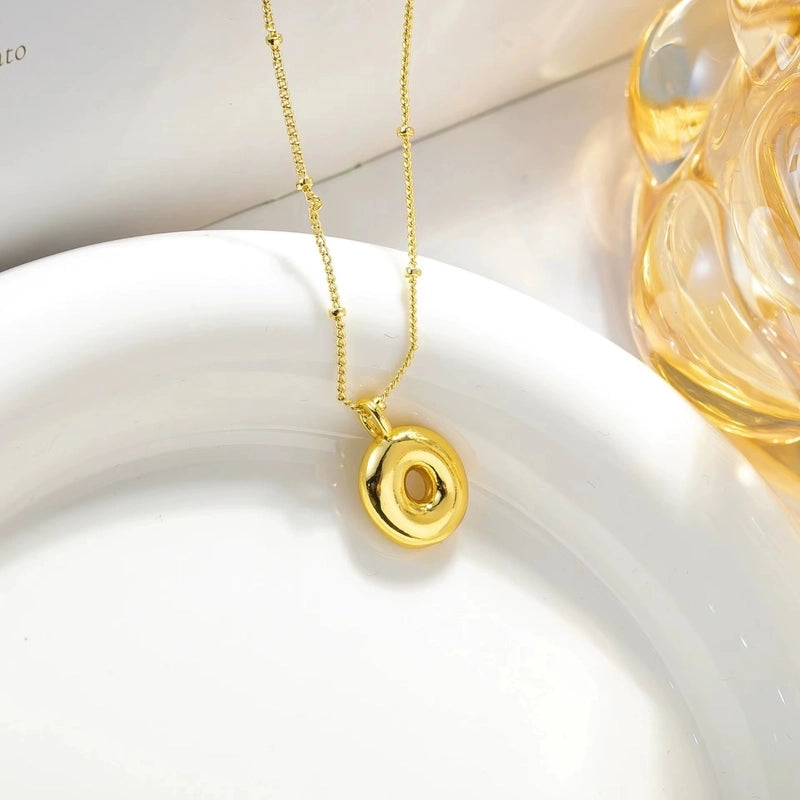 Minimalist Streetwear Letter Copper K Gold Plated Pendant Necklace