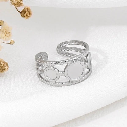 2 Pieces 304 Stainless Steel 18K Gold Plated Beach Minimalist Plating Cross Simple Lines Rings