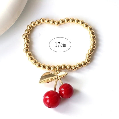 Cute Sweet Cherry Strawberry Copper Beaded Bracelets