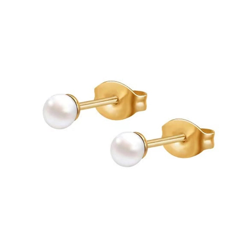 1 Pair Minimalist Pentagram Square Moon Inlay 304 Stainless Steel Pearl 18K Gold Plated Stainless Steel Earrings