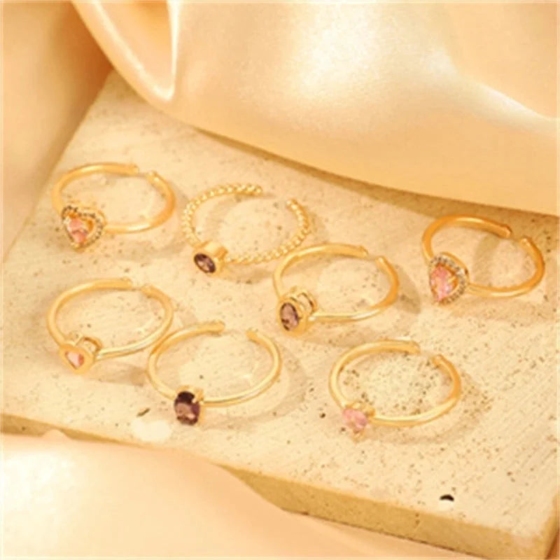 Copper Gold Plated Silver Plated Inlay Geometric Cross Zircon Open Rings