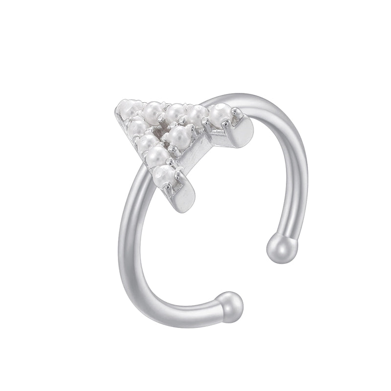 Copper 18K Gold Plated Plating Inlay Letter Artificial Pearls Open Rings