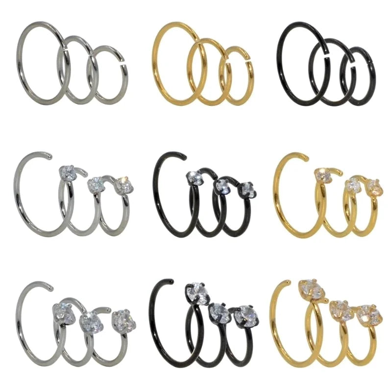 1 Piece Nose Rings & Studs Casual Elegant Vacation Geometric 304 Stainless Steel Plating Zircon 18K Gold Plated Nose Rings & Studs