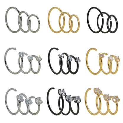 1 Piece Nose Rings & Studs Casual Elegant Vacation Geometric 304 Stainless Steel Plating Zircon 18K Gold Plated Nose Rings & Studs