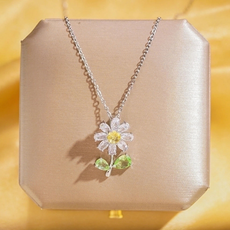 304 Stainless Steel Copper 18K Gold Plated K Gold Plated Cute Inlay Flower Butterfly Acrylic Shell Zircon Pendant Necklace