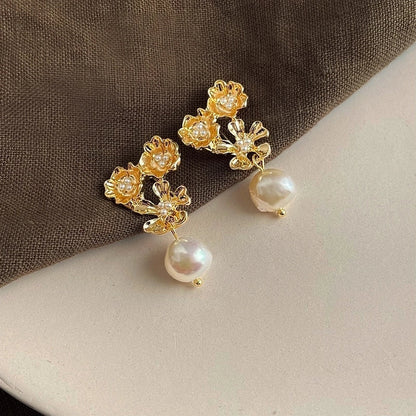 1 Pair Elegant Retro Geometric Freshwater Pearl Earrings