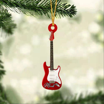 Cross-border Creative Personalized Pendant Christmas Decoration Guitar Lovers Acrylic Flat Car Rearview Mirror Pendant Ornaments