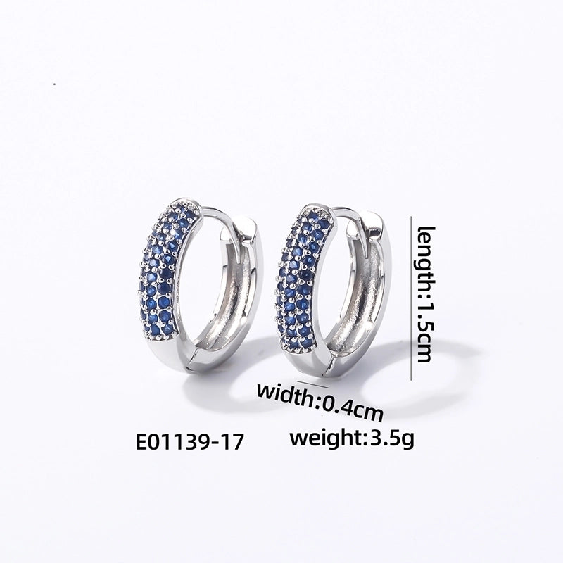 1 Pair Casual Modern Style Round Inlay Copper Zircon K Gold Plated Rhodium Plated Earrings
