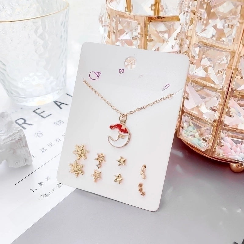 New Crystal Christmas Clavicle Chain Alloy Short Necklace Earring Set