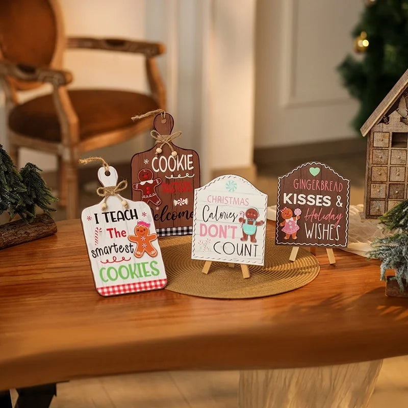 Christmas Cartoon Style Cute Pastoral Gingerbread Letter Wood Festival Hanging Ornaments Ornaments Decorative Props