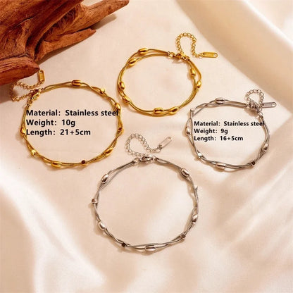 Elegant Minimalist Solid Color Titanium Steel 18K Gold Plated Bracelets Anklet Necklace