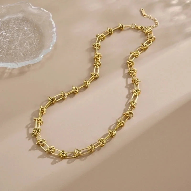 304 Stainless Steel 18K Gold Plated Hip-Hop Plating Geometric Necklace