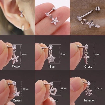 Ear Cartilage Rings & Studs Minimalist Flower 316L Stainless Steel Copper