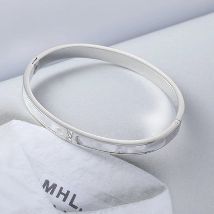 Ins Style Elegant Korean Style Geometric Stainless Steel Plating Diamond 18k Gold Plated Bangle