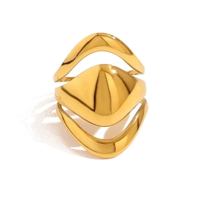 IG Style Vacation French Style Geometric Water Droplets 304 Stainless Steel 18K Gold Plated Open Rings