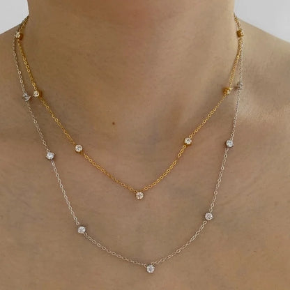 Casual Geometric 304 Stainless Steel Zircon 16K Gold Plated White Gold Plated Gold Plated Plating Inlay Bracelets Anklet Necklace