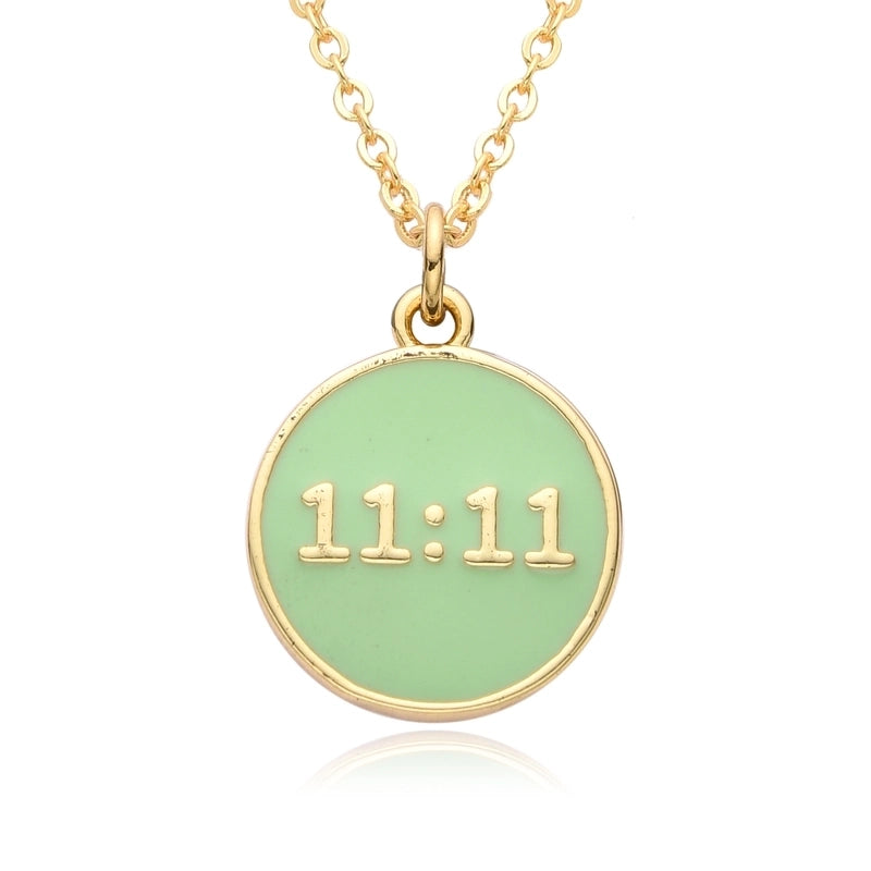 2 Pieces Copper Enamel Geometric Number Pendant Necklace