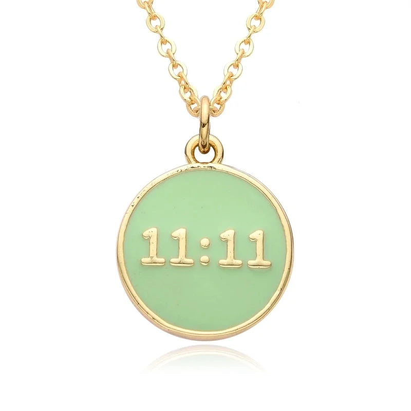 2 Pieces Copper Enamel Geometric Number Pendant Necklace