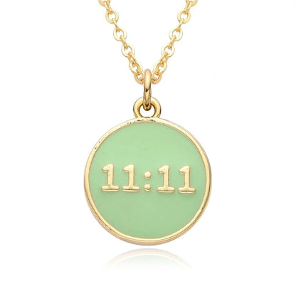 2 Pieces Copper Enamel Geometric Number Pendant Necklace