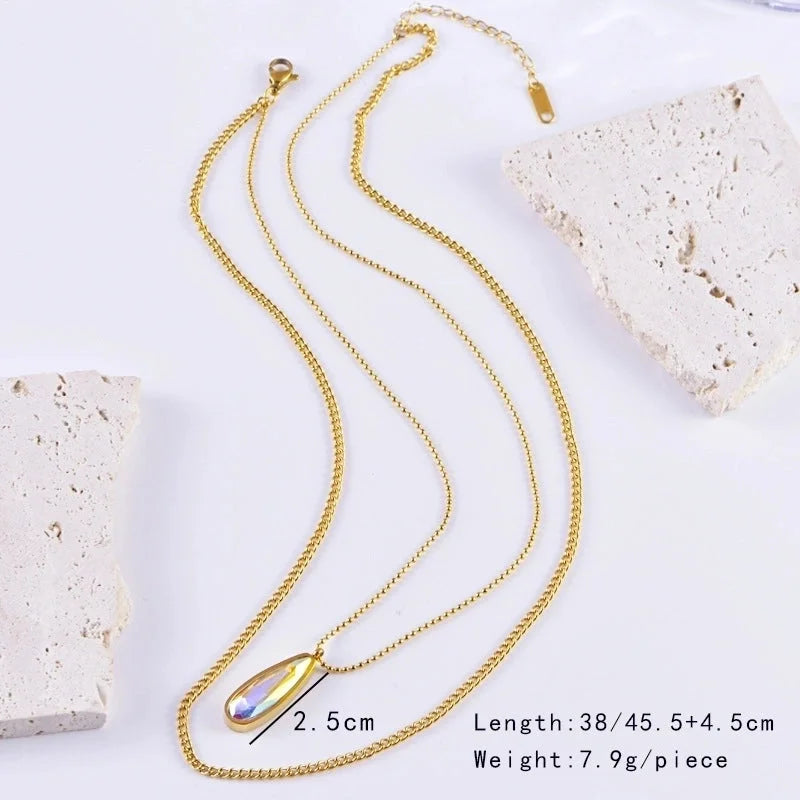 Shiny IG Style Geometric Butterfly 304 Stainless Steel Zircon Inlay Stainless Steel Necklaces