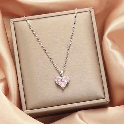 2 Pieces Vintage Style Heart Shape Flower Bow Knot Titanium Steel Copper Tassel Plating Inlay Zircon Pendant Necklace