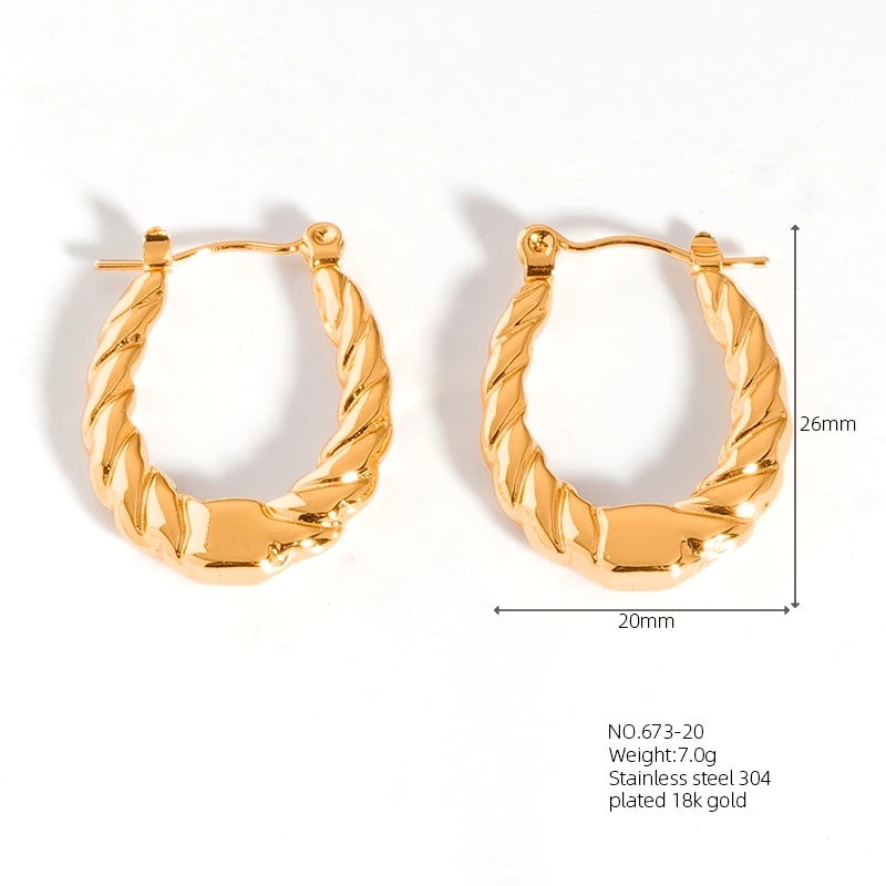 1 Pair Casual Modern Style Classic Style U Shape Geometric 304 Stainless Steel Titanium Steel 18K Gold Plated Earrings