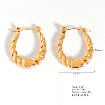1 Pair Casual Modern Style Classic Style U Shape Geometric 304 Stainless Steel Titanium Steel 18K Gold Plated Earrings