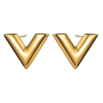 Fashion V Shape Stainless Steel Plating Bracelets Earrings Necklace