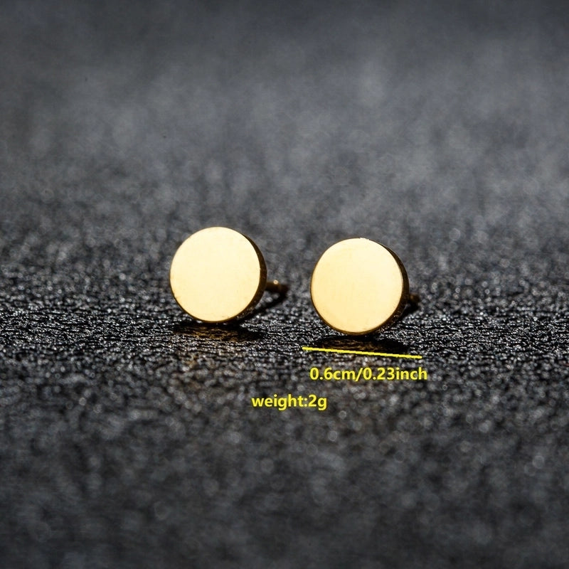 1 Pair Minimalist Classic Style Round Star Moon Hollow Out 304 Stainless Steel 18K Gold Plated Ear Studs