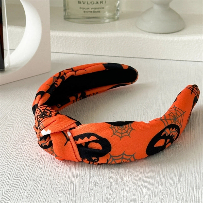 Europe And America New Halloween Headband Skull Pumpkin Fabric Knotted Headband Holiday Party Headdress In Stock