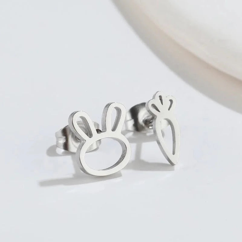 1 Pair Fashion Bunny Ears 304 Stainless Steel 18K Gold Plated Ear Studs
