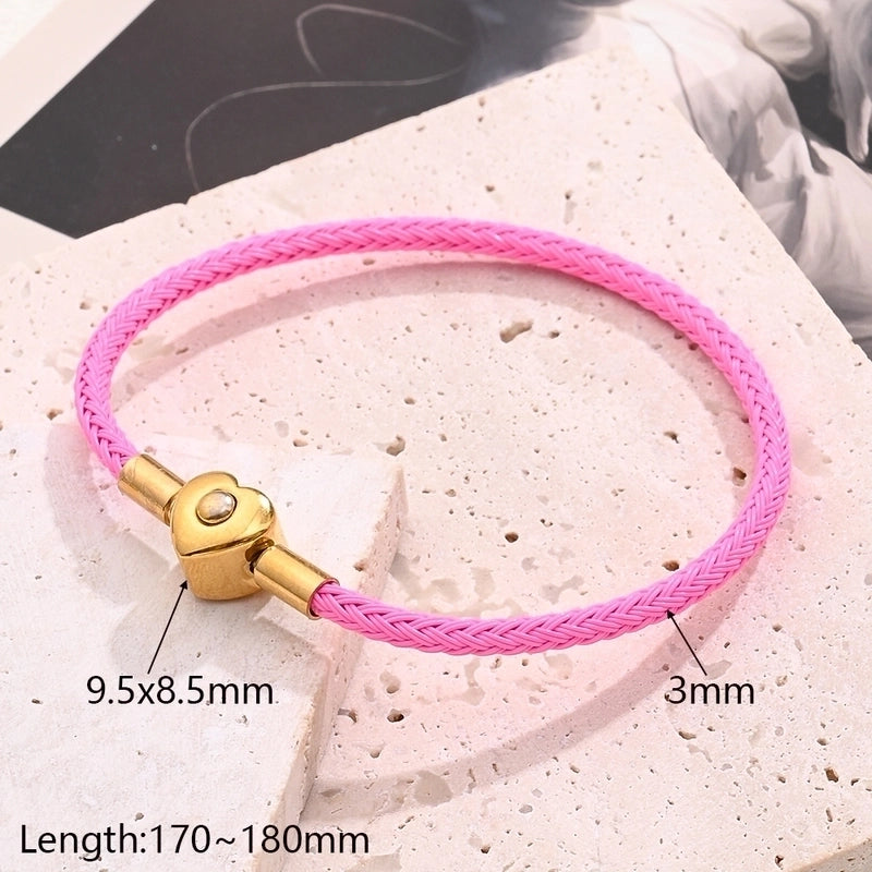 Casual Minimalist Classic Style Simple Solid Color 304 Stainless Steel Wire Rope 18K Gold Plated Bracelets In Bulk
