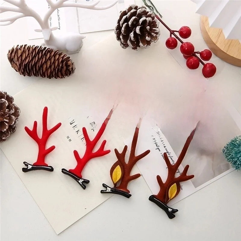 Christmas Cute Antlers Plastic Cloth Flannel Party Hairpin