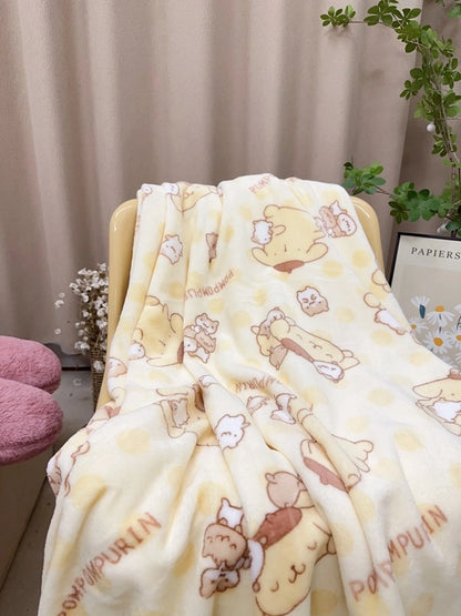 In Stock | Style Autumn And Winter Thickened Cartoon Crayon Small New Flannel Casual Plush Blanket Dormitory Bed Sheet