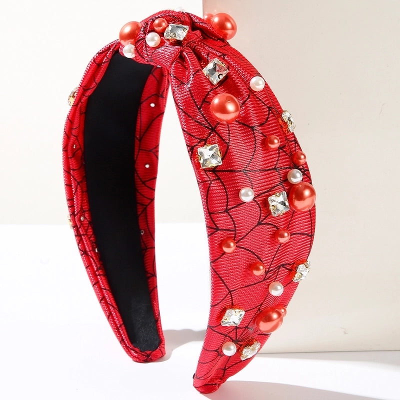 Women's Hip-Hop Funny Halloween Pattern Spider Web Alloy Diamond Hair Band