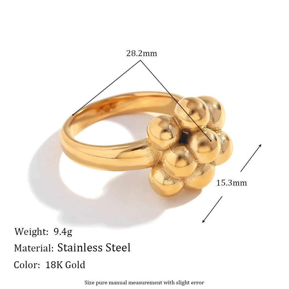Fashion Creative Round Circle Geometric Stainless Steel 18K Gold Plated Rings