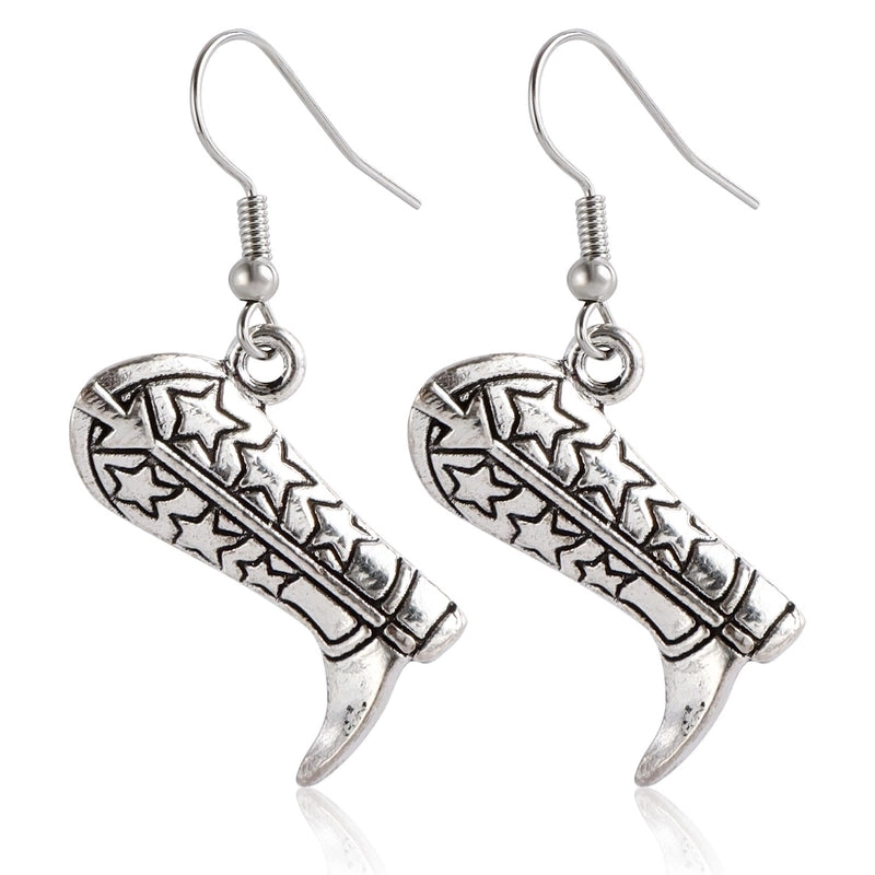 Jewelry Punk Western Denim Style Boots Cow Head Tassel Earrings Vintage Cactus Earrings For Women