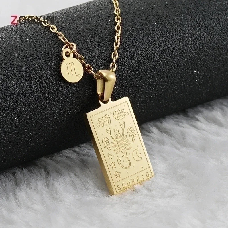 Fashion Square Constellation 304 Stainless Steel 18K Gold Plated Plating Stainless Steel Necklaces