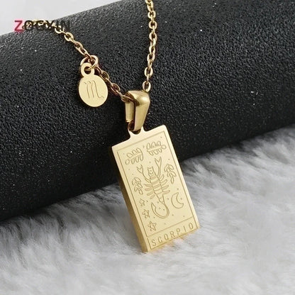 Fashion Square Constellation 304 Stainless Steel 18K Gold Plated Plating Stainless Steel Necklaces