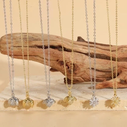 Cute Minimalist Beetles Bee Snowflake Copper 14k Gold Plated White Gold Plated Zircon Pendant Necklace In Bulk