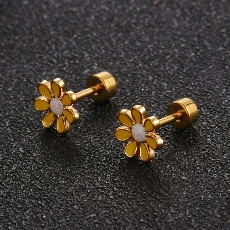 Minimalist Flower 304 Stainless Steel No Inlaid Earrings Ear Studs