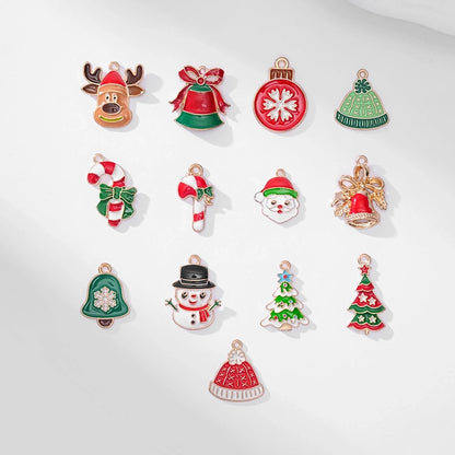 10 PCS/Package 15.9*17.8mm 16*22MM 18.1*19mm Alloy Christmas Hat Christmas Tree Santa Claus Pendant Jewelry Accessories