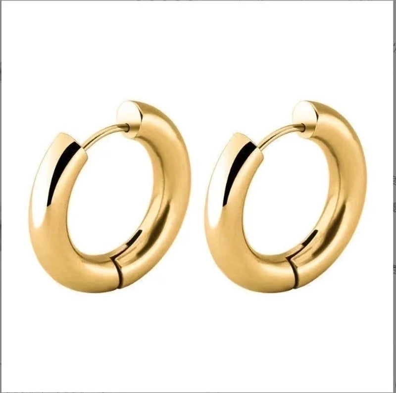 1 Pair Elegant Round Plating 302 Stainless Steel Natural Stone 18K Gold Plated Earrings
